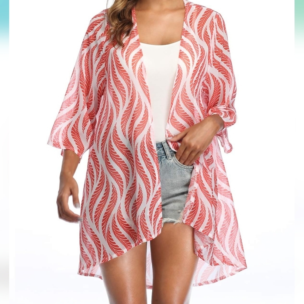 EUC Holipick Women Floral Printed Sheer Kimono